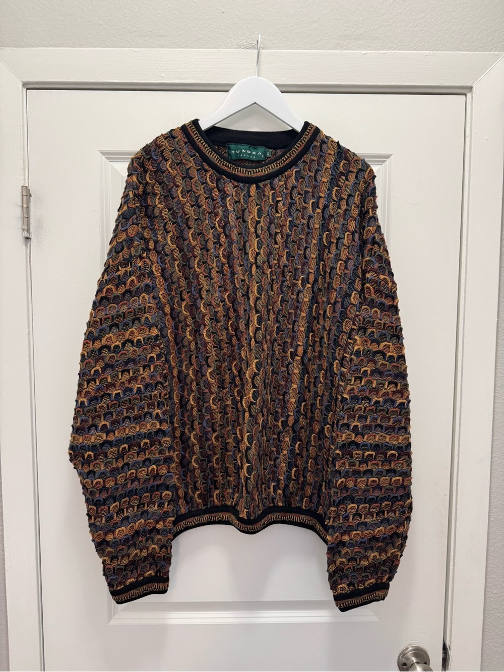 Vintage Tundra Canada Coogi Style 3D Knit Mercerized Cotton Colorful